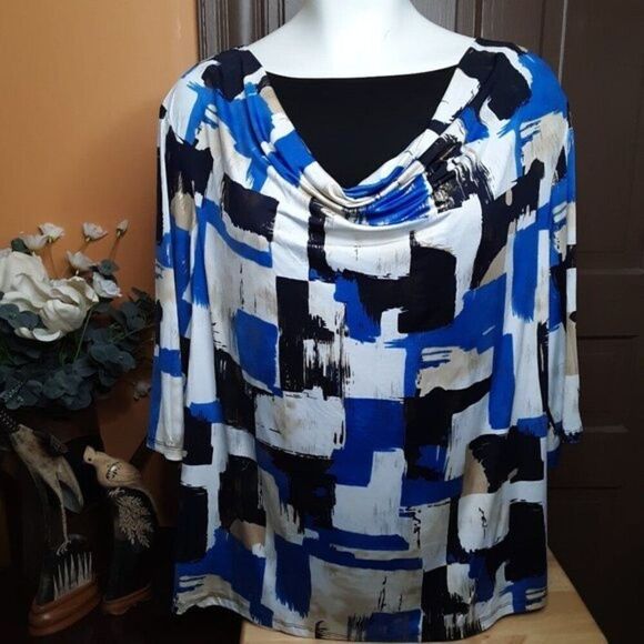 Maggie Barnes Abstract Elegant Top Blouse Plus size 3X - Picture 2 of 12